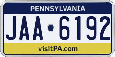 PA license plate JAA6192