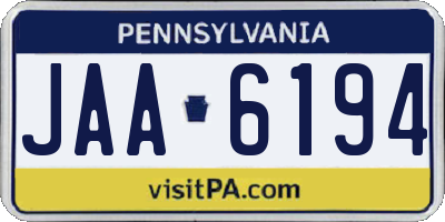 PA license plate JAA6194