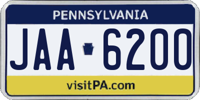 PA license plate JAA6200