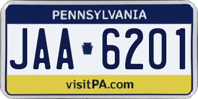 PA license plate JAA6201