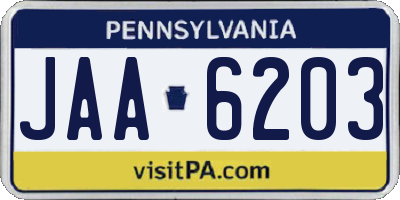 PA license plate JAA6203