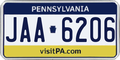 PA license plate JAA6206