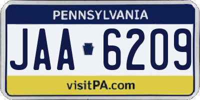 PA license plate JAA6209