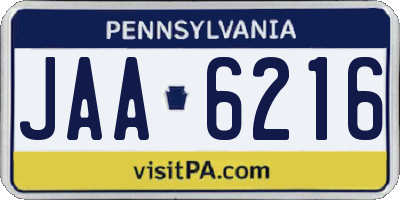 PA license plate JAA6216
