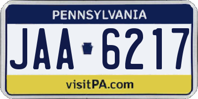 PA license plate JAA6217