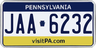 PA license plate JAA6232