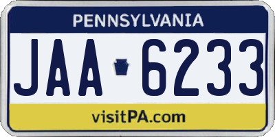 PA license plate JAA6233