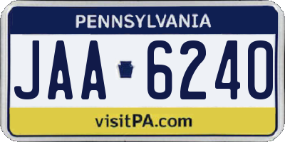 PA license plate JAA6240