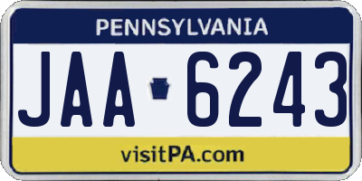 PA license plate JAA6243