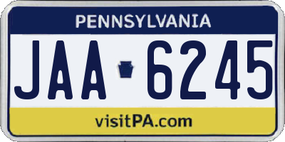 PA license plate JAA6245