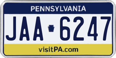 PA license plate JAA6247