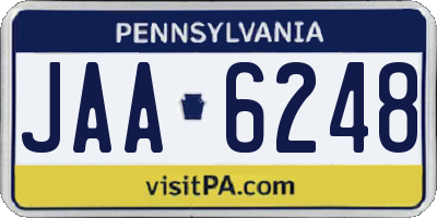 PA license plate JAA6248