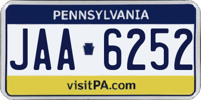 PA license plate JAA6252