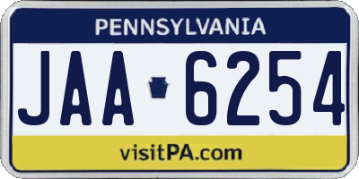 PA license plate JAA6254