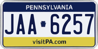 PA license plate JAA6257