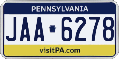 PA license plate JAA6278