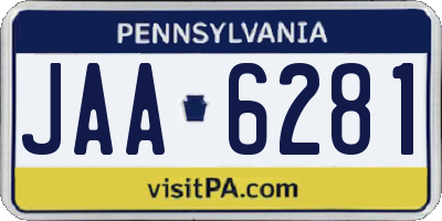 PA license plate JAA6281