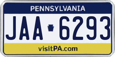 PA license plate JAA6293