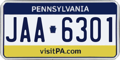 PA license plate JAA6301