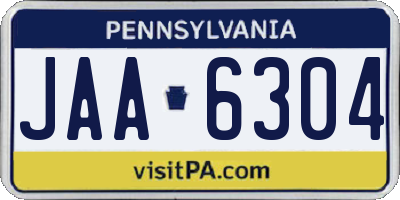 PA license plate JAA6304