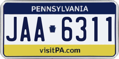 PA license plate JAA6311