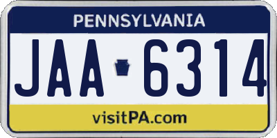 PA license plate JAA6314