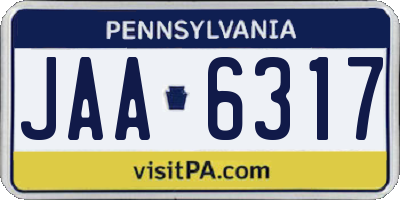 PA license plate JAA6317