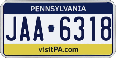 PA license plate JAA6318