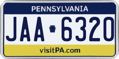 PA license plate JAA6320