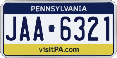 PA license plate JAA6321