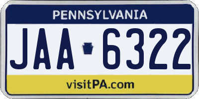 PA license plate JAA6322