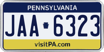 PA license plate JAA6323