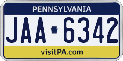 PA license plate JAA6342