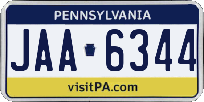 PA license plate JAA6344