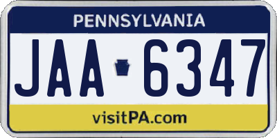 PA license plate JAA6347