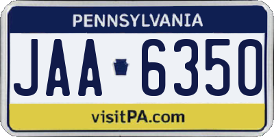 PA license plate JAA6350