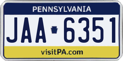 PA license plate JAA6351