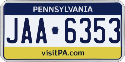 PA license plate JAA6353