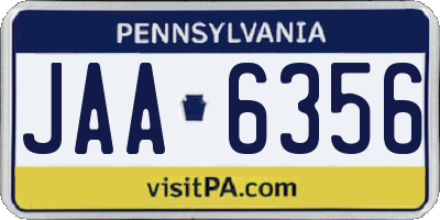 PA license plate JAA6356