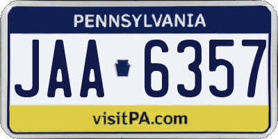 PA license plate JAA6357