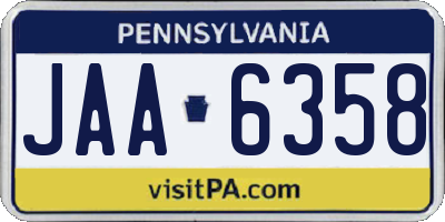 PA license plate JAA6358