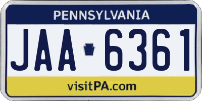 PA license plate JAA6361