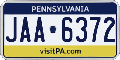 PA license plate JAA6372