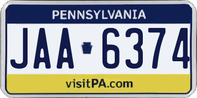 PA license plate JAA6374