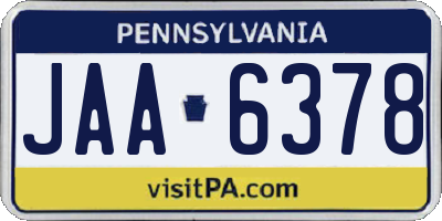 PA license plate JAA6378