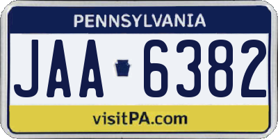 PA license plate JAA6382