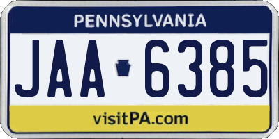 PA license plate JAA6385