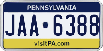 PA license plate JAA6388