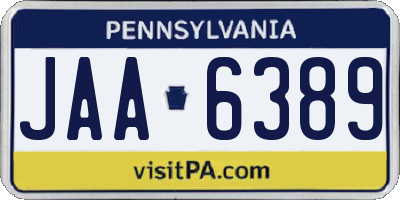 PA license plate JAA6389