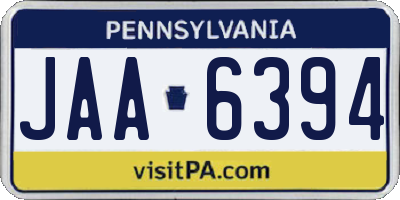 PA license plate JAA6394